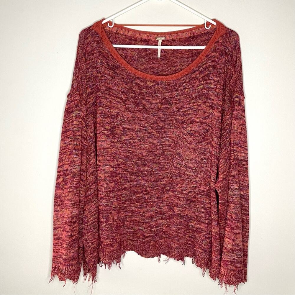 Free People Prism Space Dye Knit Pullover Sweater in Coral Combo Size S - Picture 4 of 9